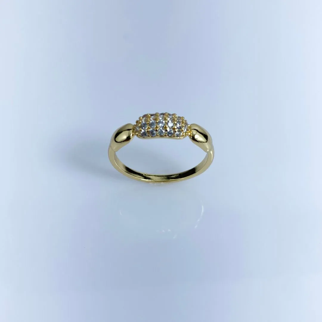 Anel Cravejado em Zircônia Folheado a Ouro 18k