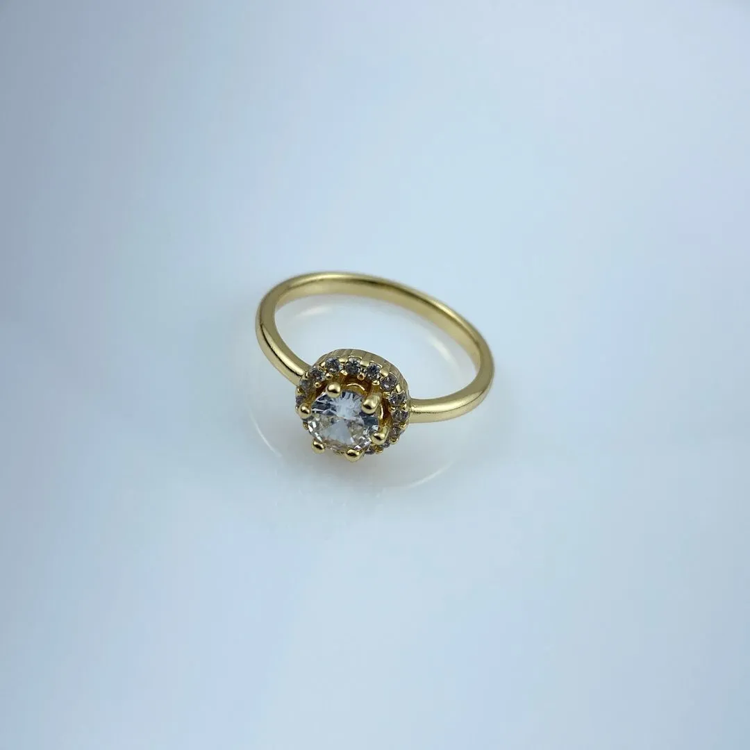 Anel em Zircônias Folheado a Ouro 18k