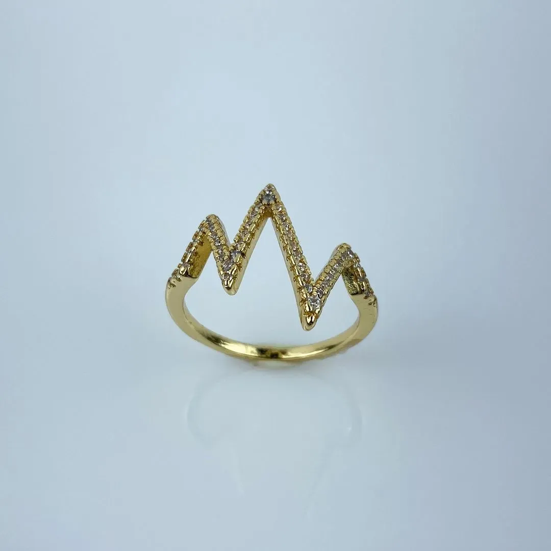 Anel Linha da Vida Cravejada em Zircônias Folheado a Ouro 18k