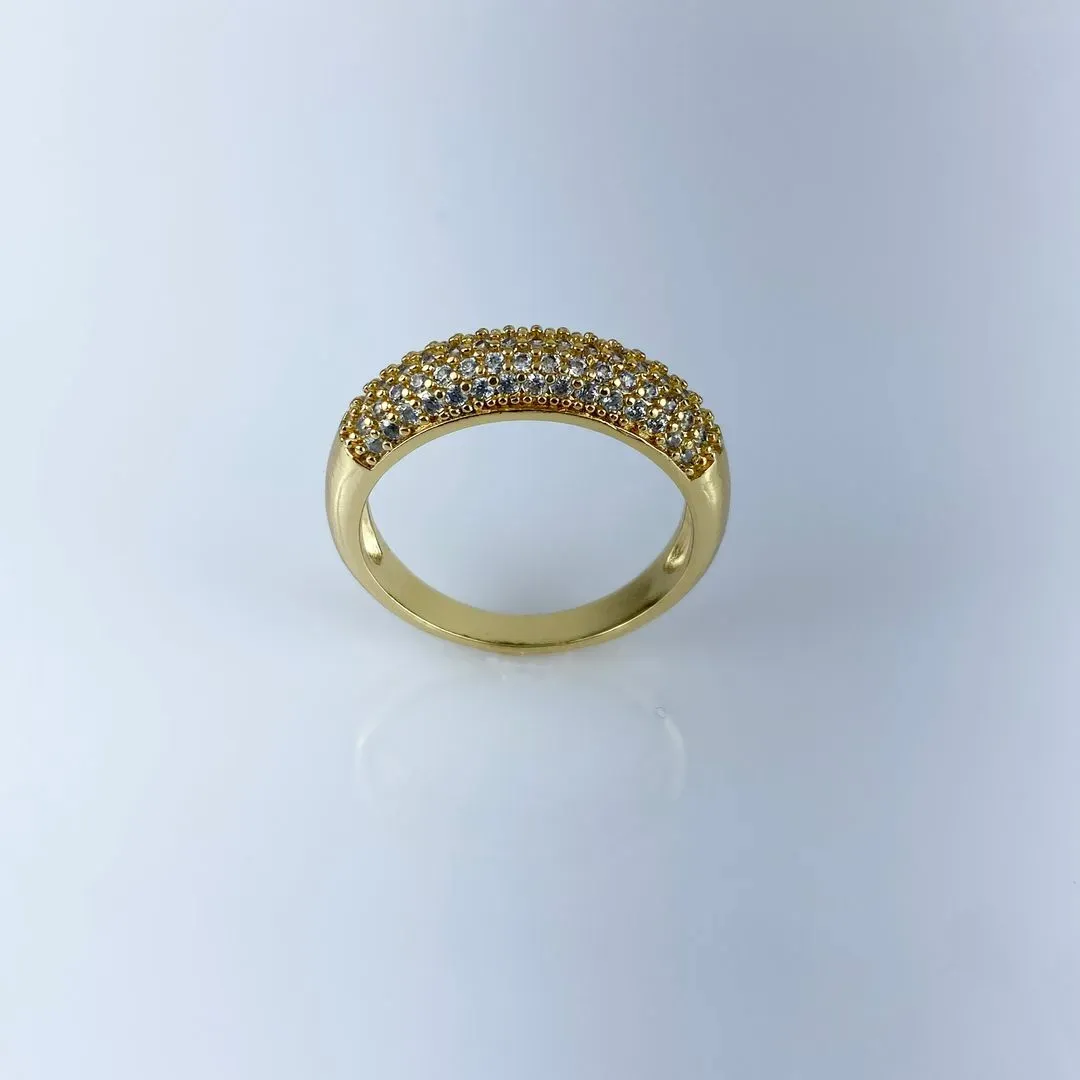 Anel Meia Aliança Cravejada em Zircônia Folheado a Ouro 18k