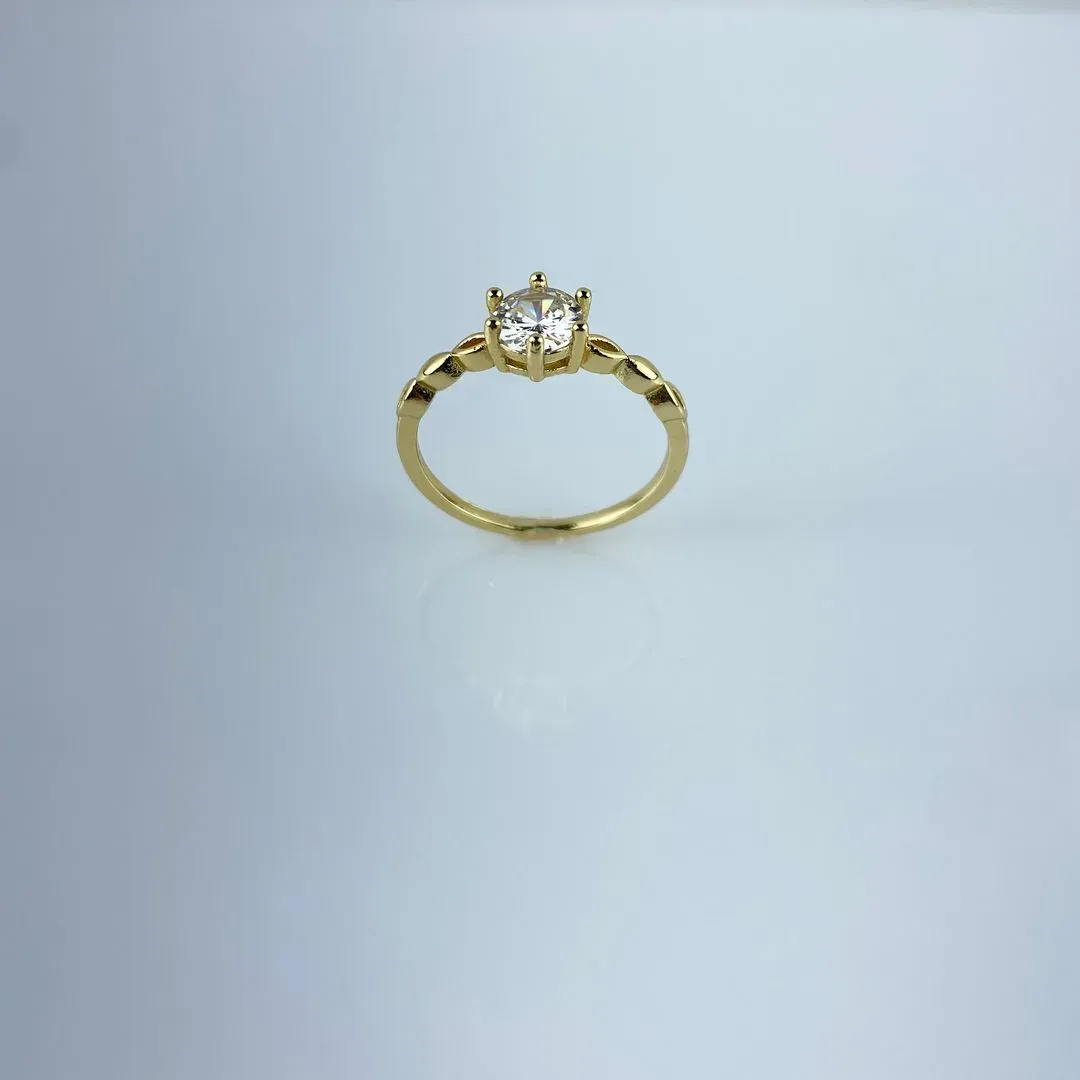Anel Solitário em Zircônia Folheado a Ouro 18k