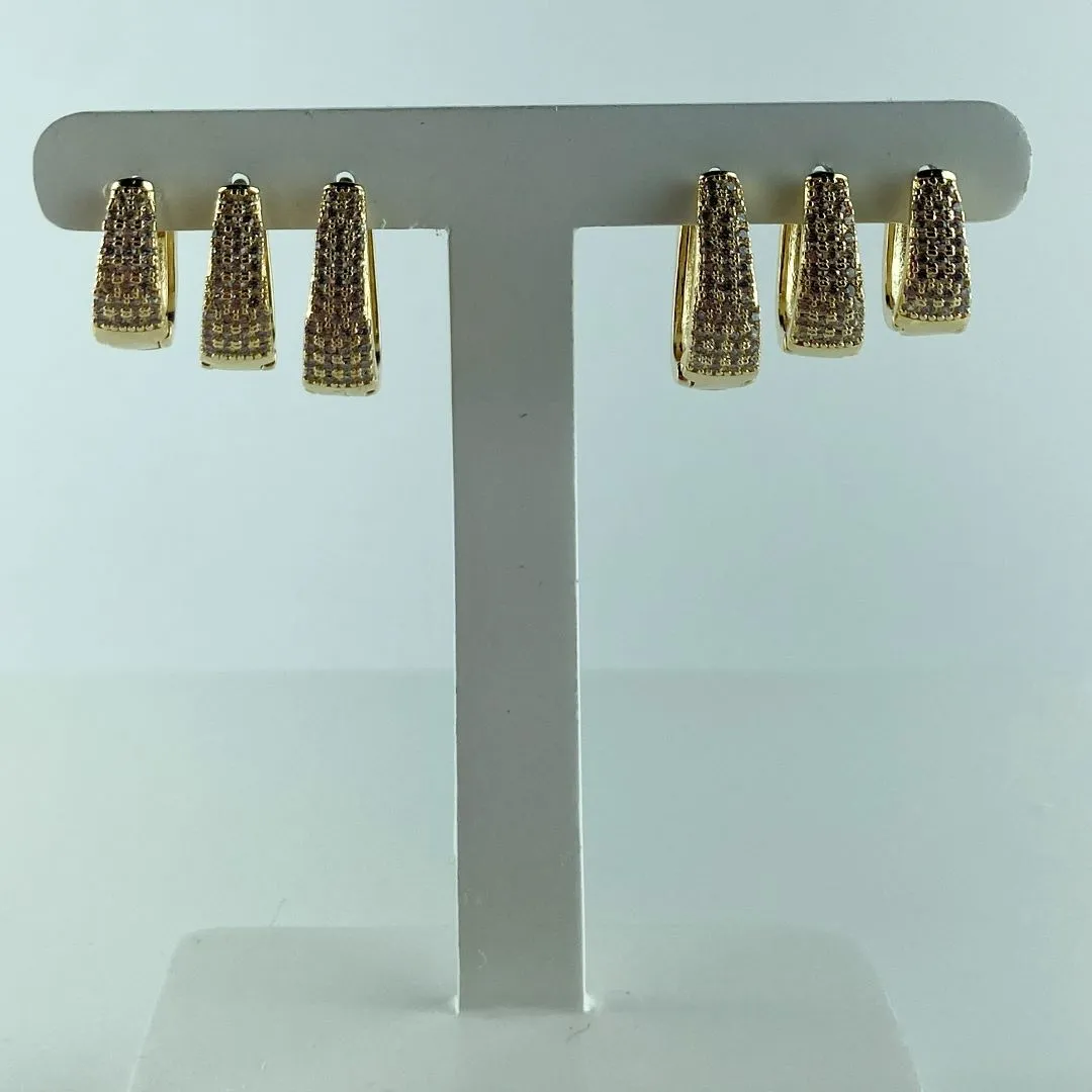 Brinco Trio Oval em Zircônia Folheado a Ouro 18k