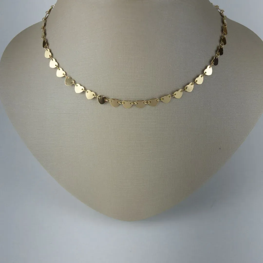 Choker com Corações Lisos Folheado a Ouro 18k