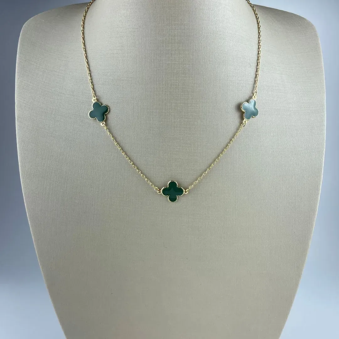 Choker Trevo Verde Inspiração Virginia Fonseca Folheado a Ouro 18k