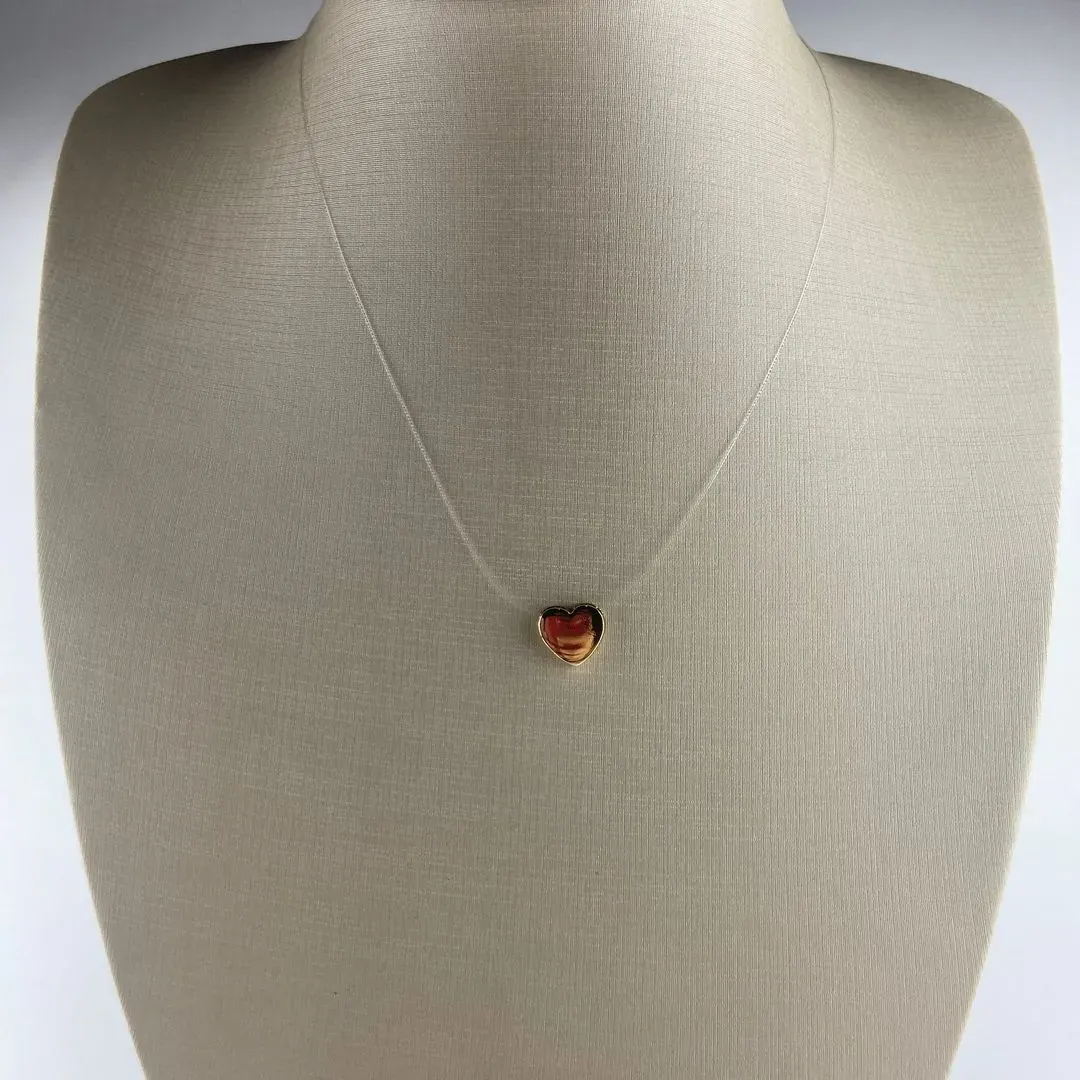 Colar Cristal Transparente Com Coração  Folheado a Ouro 18k