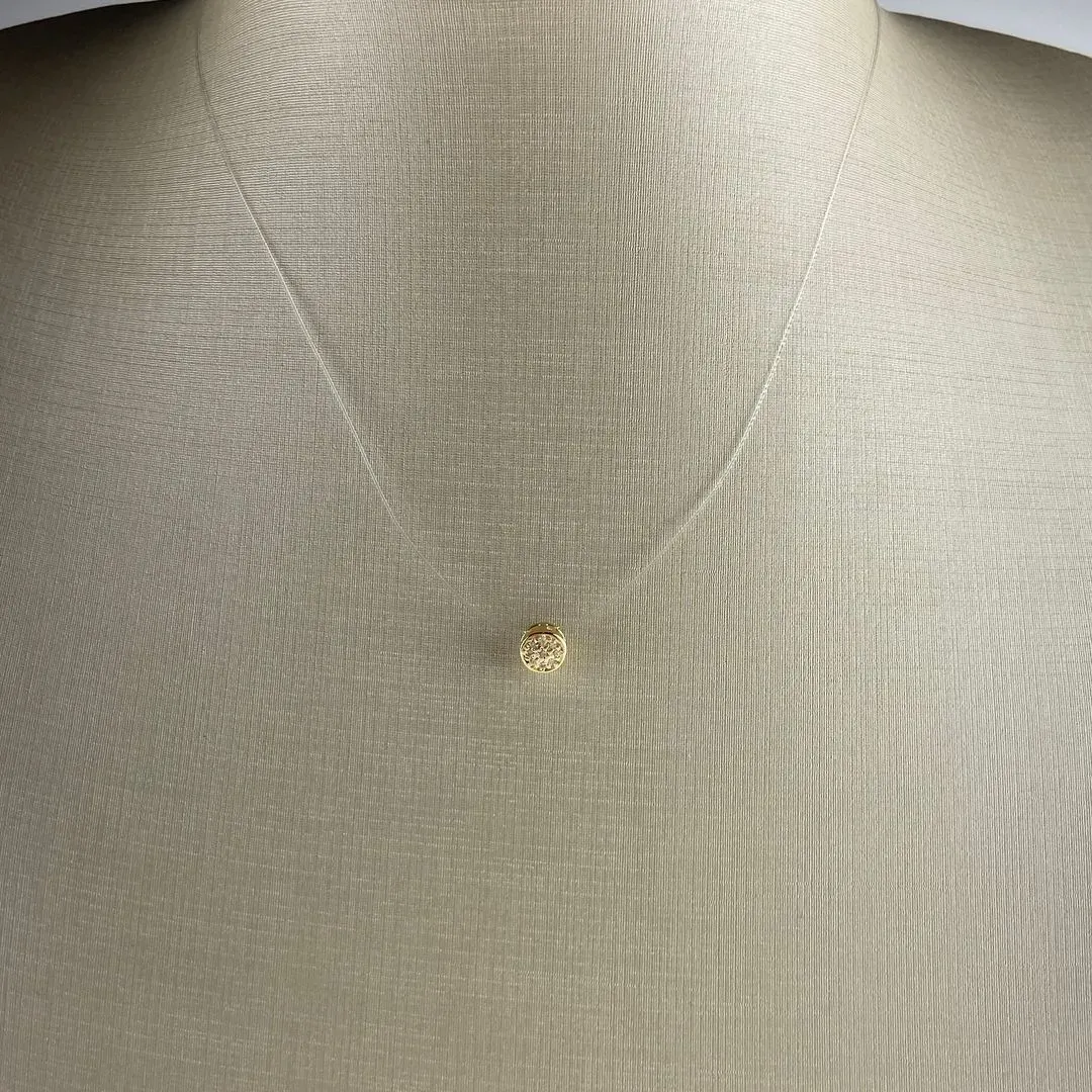 Colar Cristal Transparente Com Ponto de Luz Folheado a Ouro 18k