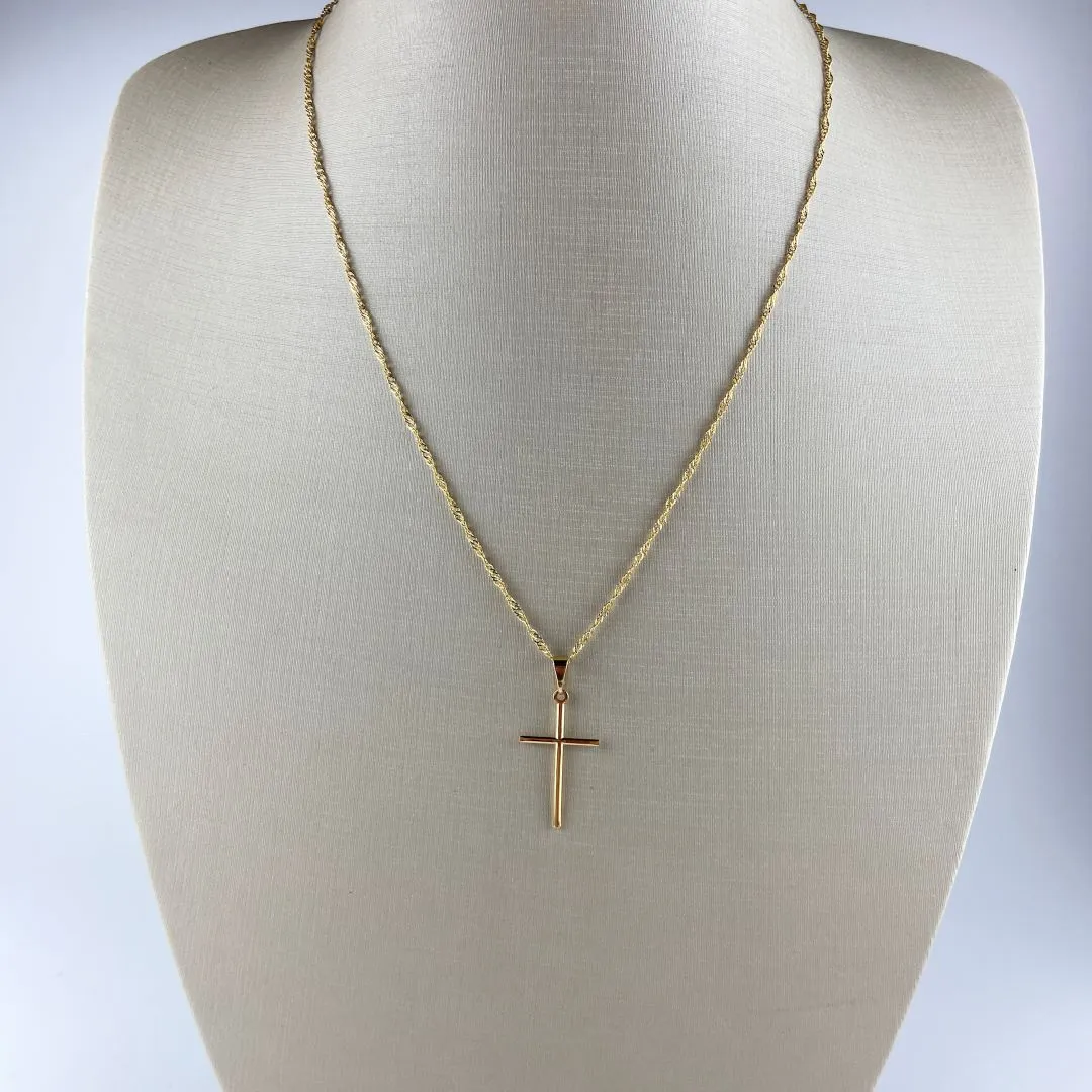 Colar Singapura com Pingente de Crucifixo Folheado a OUro 18k