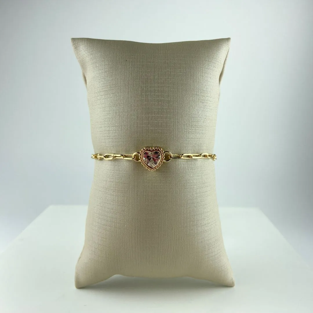 Pulseira Cartier com Coração e Zircônia Folheado a Ouro 18k