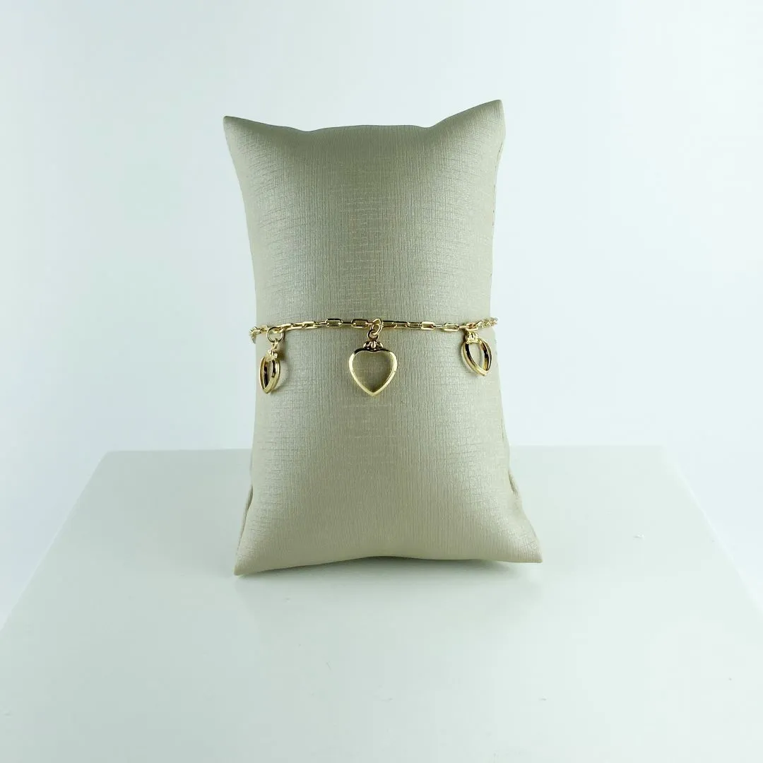 Pulseira com Pingente de Coração Vazado Folheada a Ouro 18k