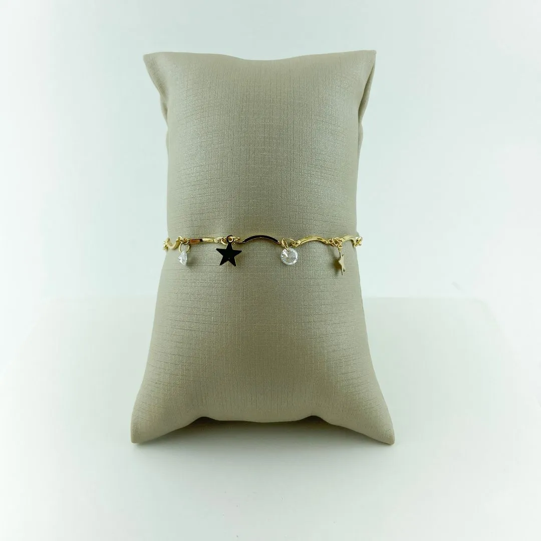 Pulseira com Pingentes de Estrelinha com Zircônia Folheada a Ouro 18k