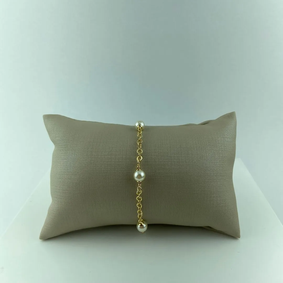Pulseira de Pérolas Folheado a Ouro 18k