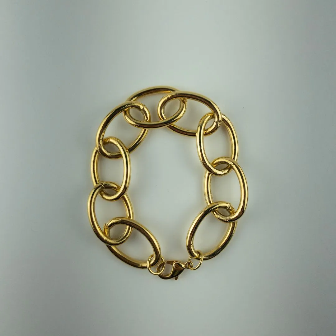 Pulseira Elo Oval Folheado a Ouro 18k