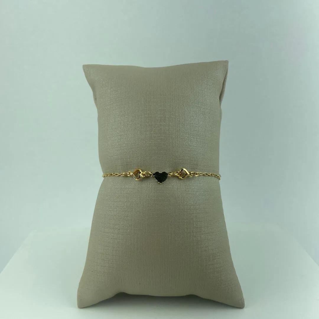 Pulseira Infantil com Corações Folheado a Ouro 18k
