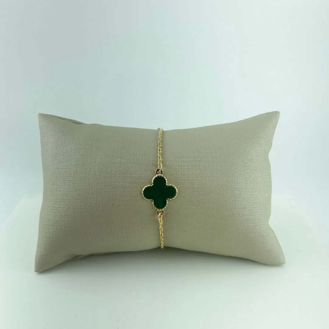 Pulseira Trevo Verde Inspiração Virginia Fonseca Folheado a Ouro 18k