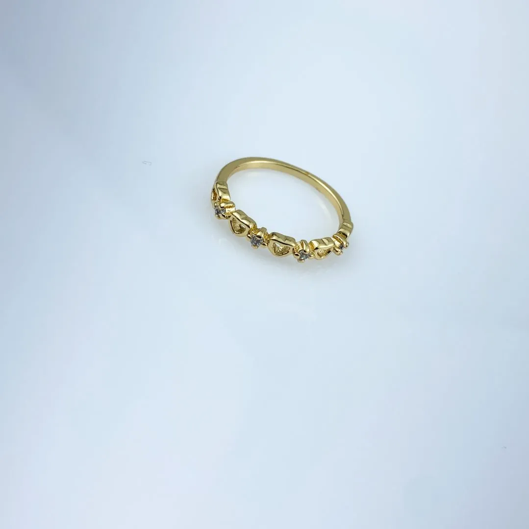 Anel Coraçãozinho e Ponto de Luz Folheado a Ouro 18k