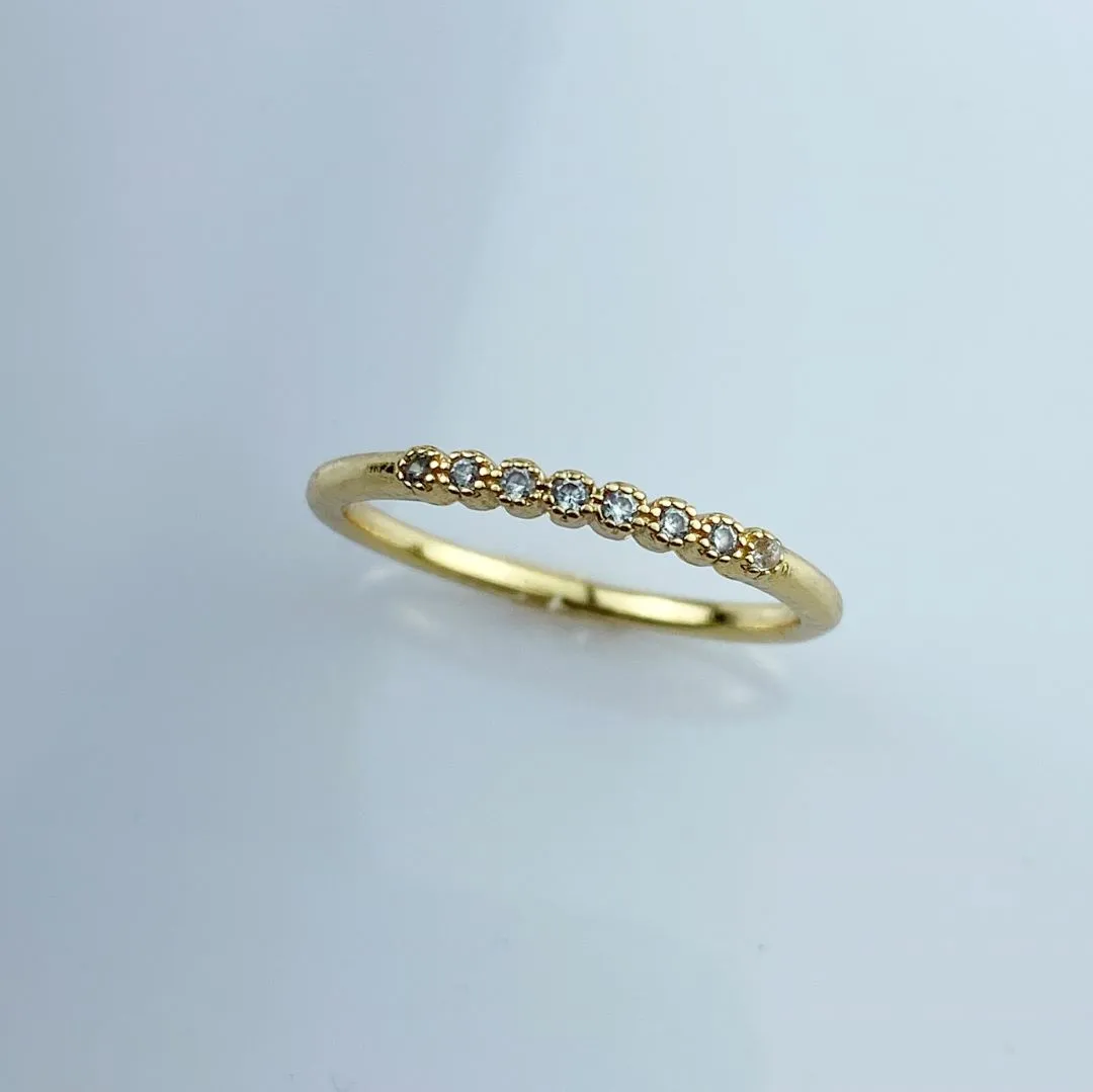 Anel Meia Aliança com Zircônia Folheado a Ouro 18k