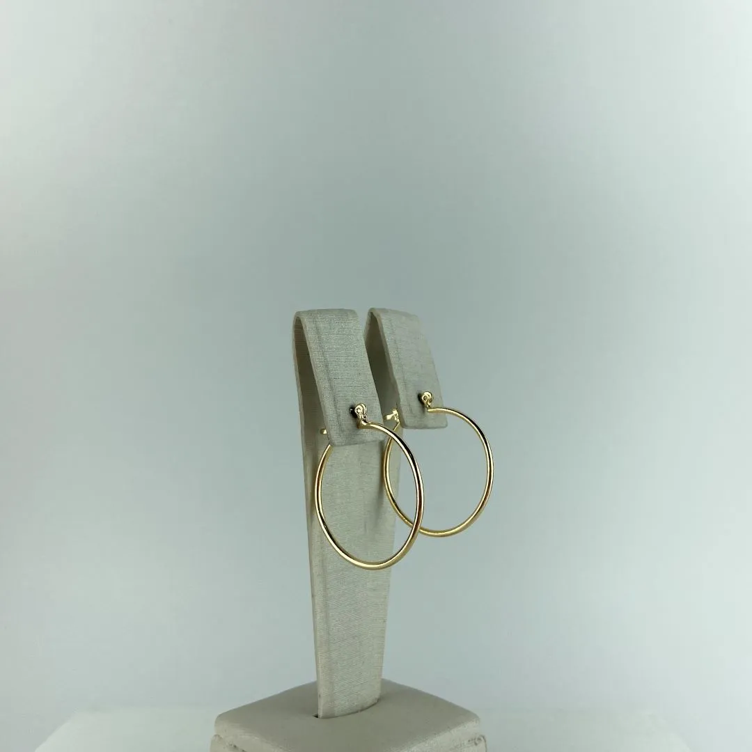 Brinco Argola Lisa Fina Fecho Italiano Folheado a Ouro 18K