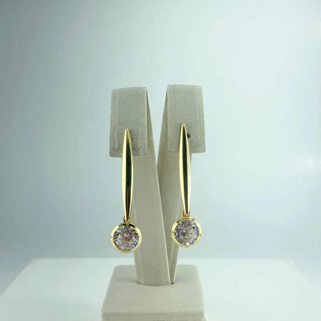 Brinco com Pingente de Zircônia Folheado a Ouro 18k