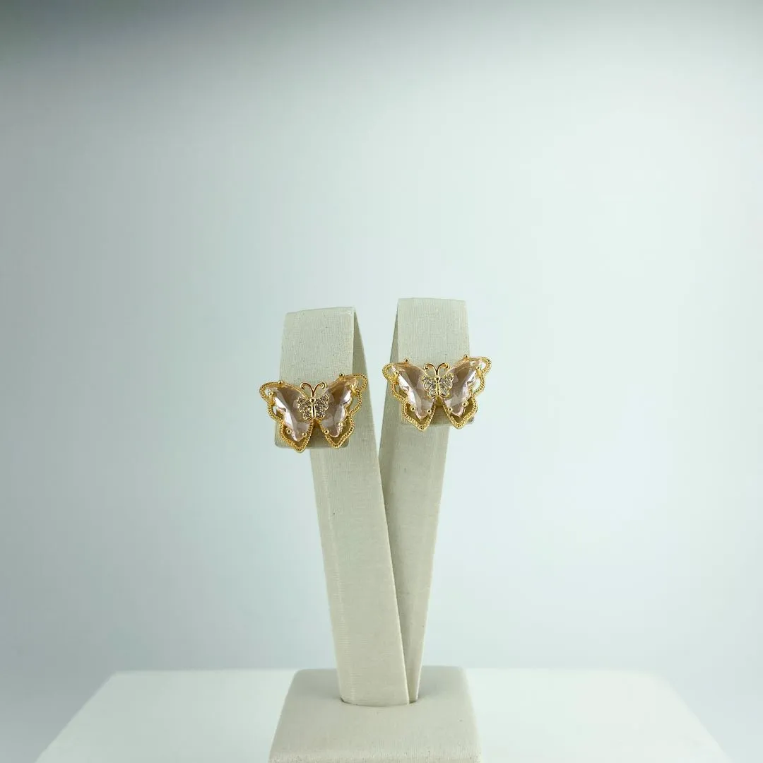 Brinco Design Borboleta Folheado a Ouro 18k