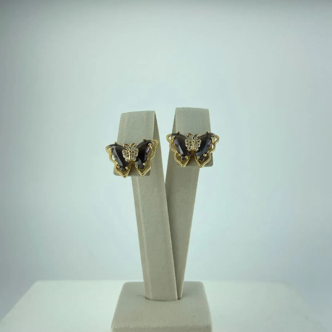Brinco Design de Borboleta Folheado a Ouro 18k