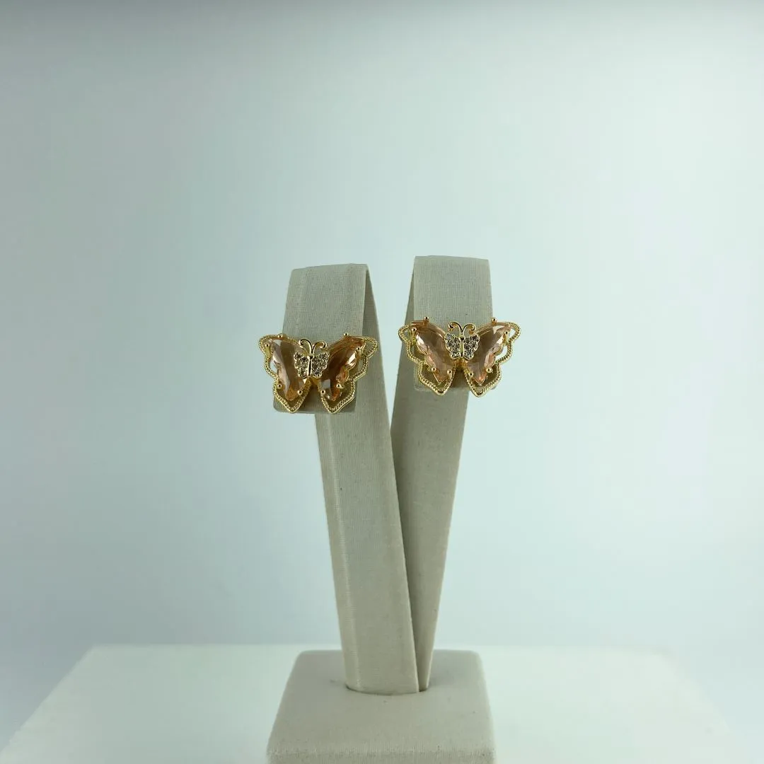 Brinco Design de Borboleta Folheado a Ouro 18k