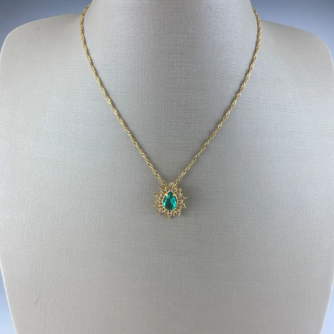 Colar Singapura com Pingente em Zircônia Folheado a Ouro 18k