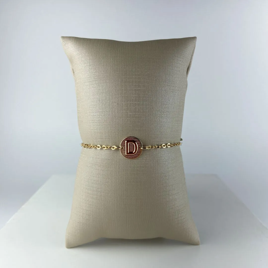 Pulseira Elo Cadeadinho com Letra D Folheado a Ouro 18k