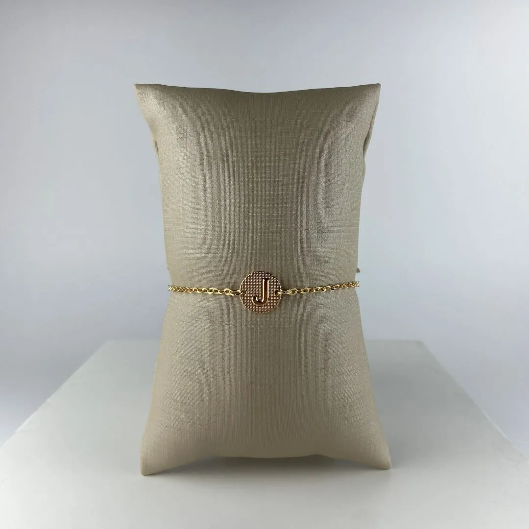 Pulseira Elo Cadeadinho com Letra J Folheado a Ouro 18k