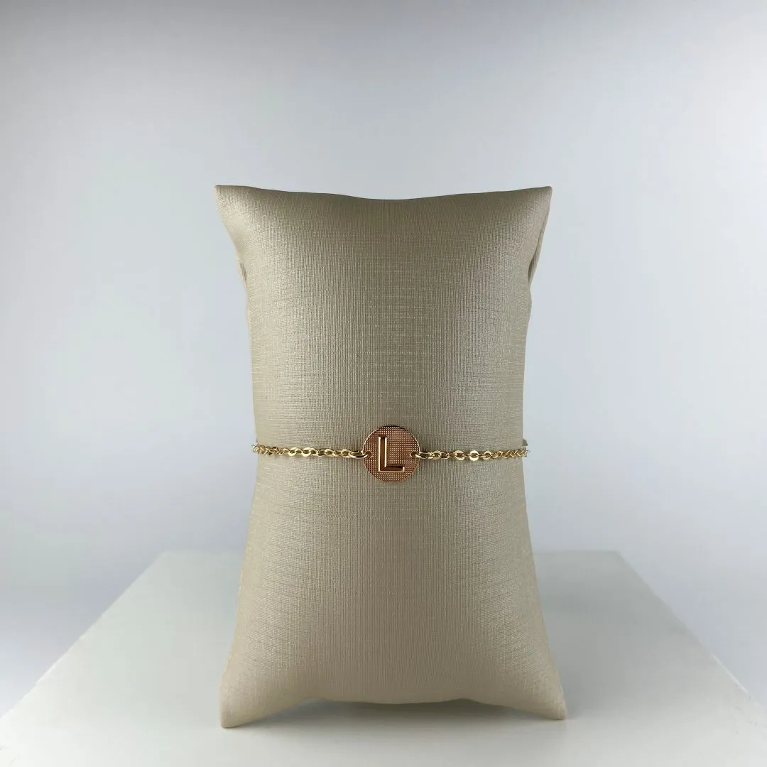 Pulseira Elo Cadeadinho com Letra L Folheado a Ouro 18k