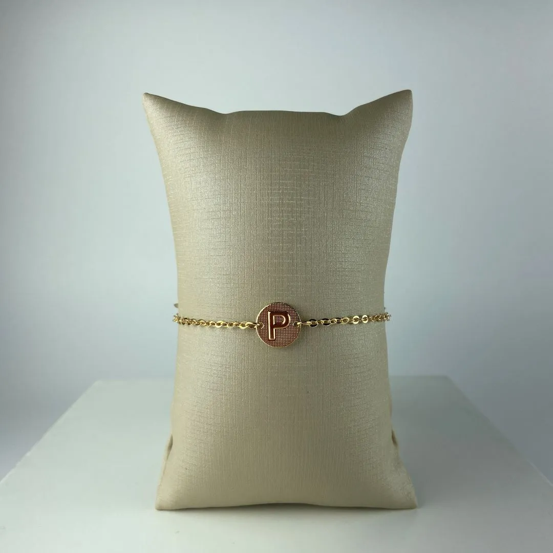 Pulseira Elo Cadeadinho com Letra P Folheado a Ouro 18k