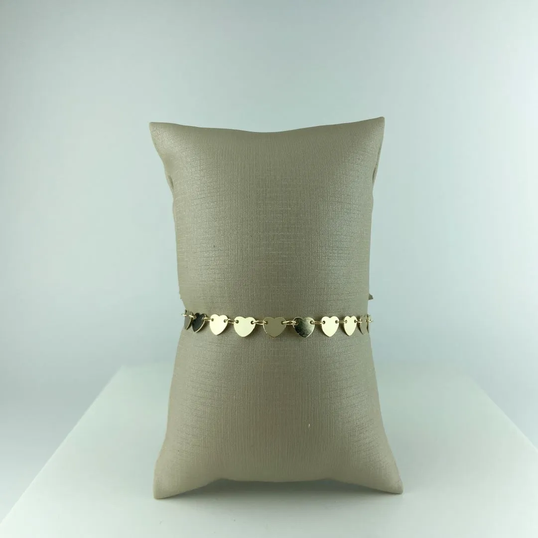 Pulseira Elo Coraçõezinhos Folheada 18K