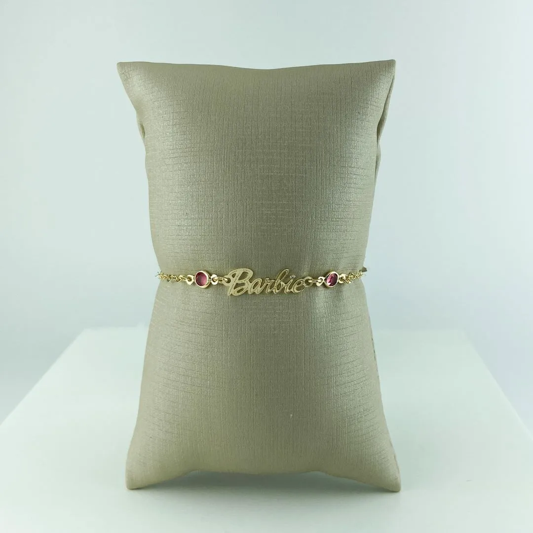 Pulseira Infantil Barbie Folheado a Ouro 18k
