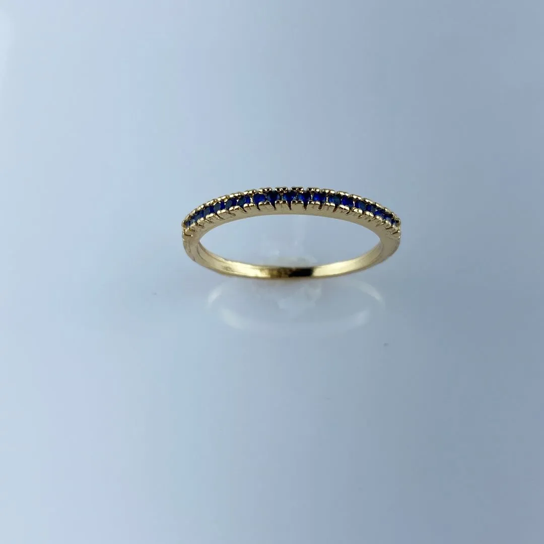 Anel Aparador com Zircônia Azul Folheda a Ouro 18k