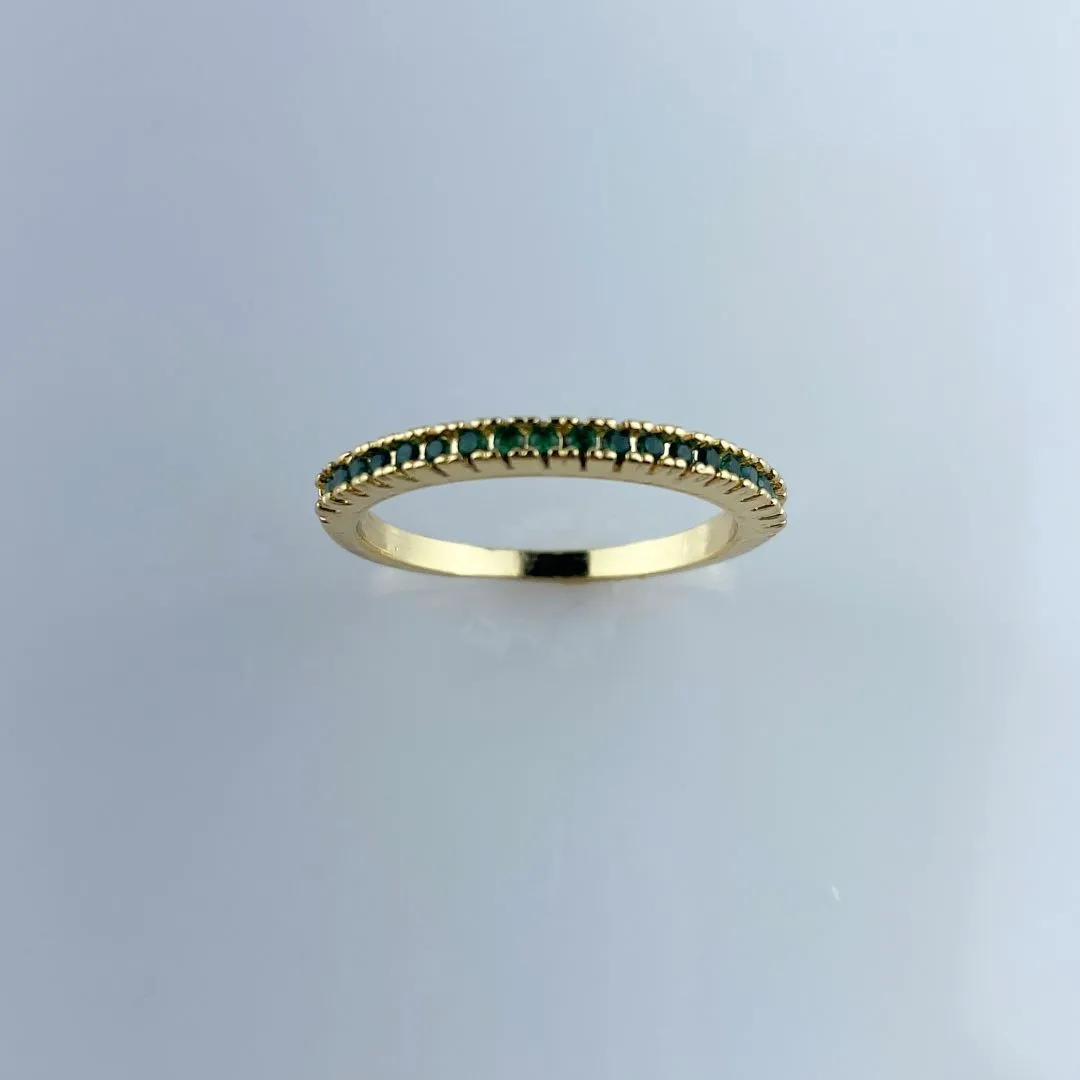 Anel Aparador com Zircônia Verde Folheda a Ouro 18k