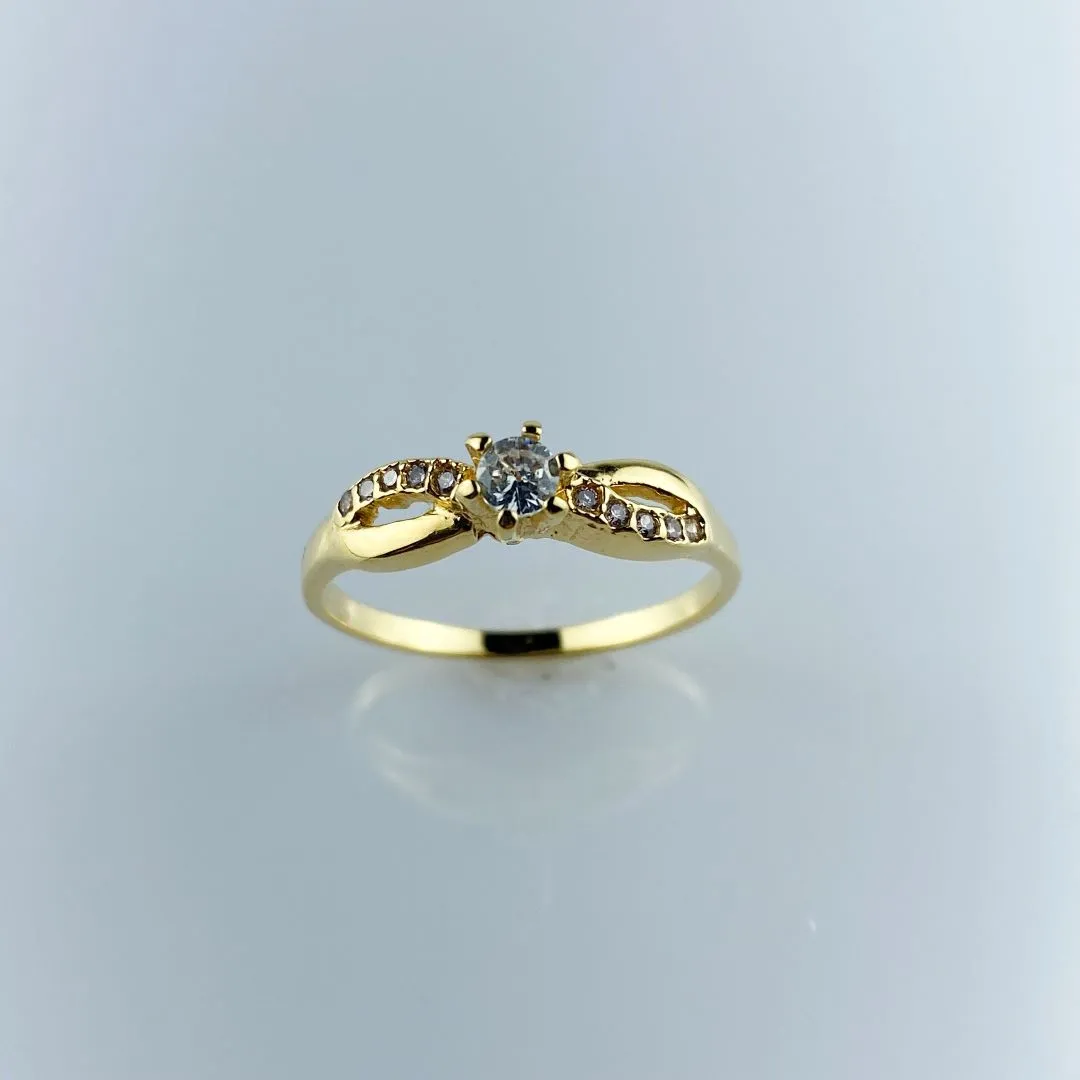 Anel Solitário Vazado e Cravejado com Zircônia Colorido Folheado a Ouro 18k