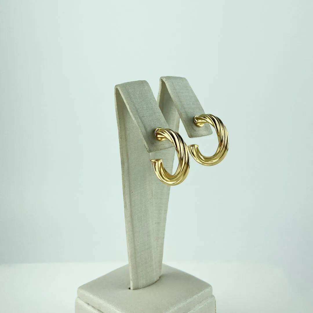 Brinco Argola Torcido Folheado a Ouro 18k