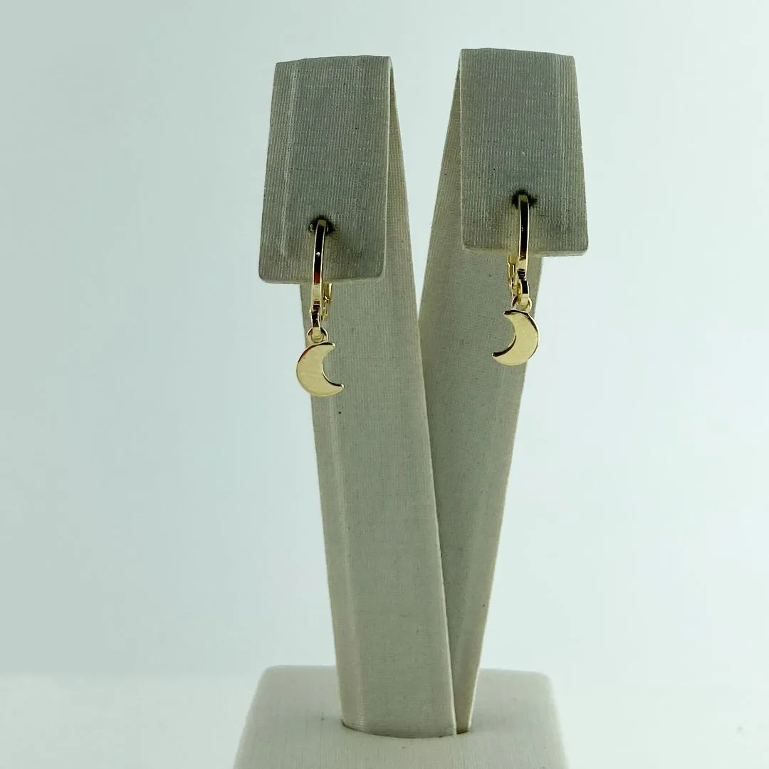 Brinco de Argolinha com Meia Lua Folheado a Ouro 18k