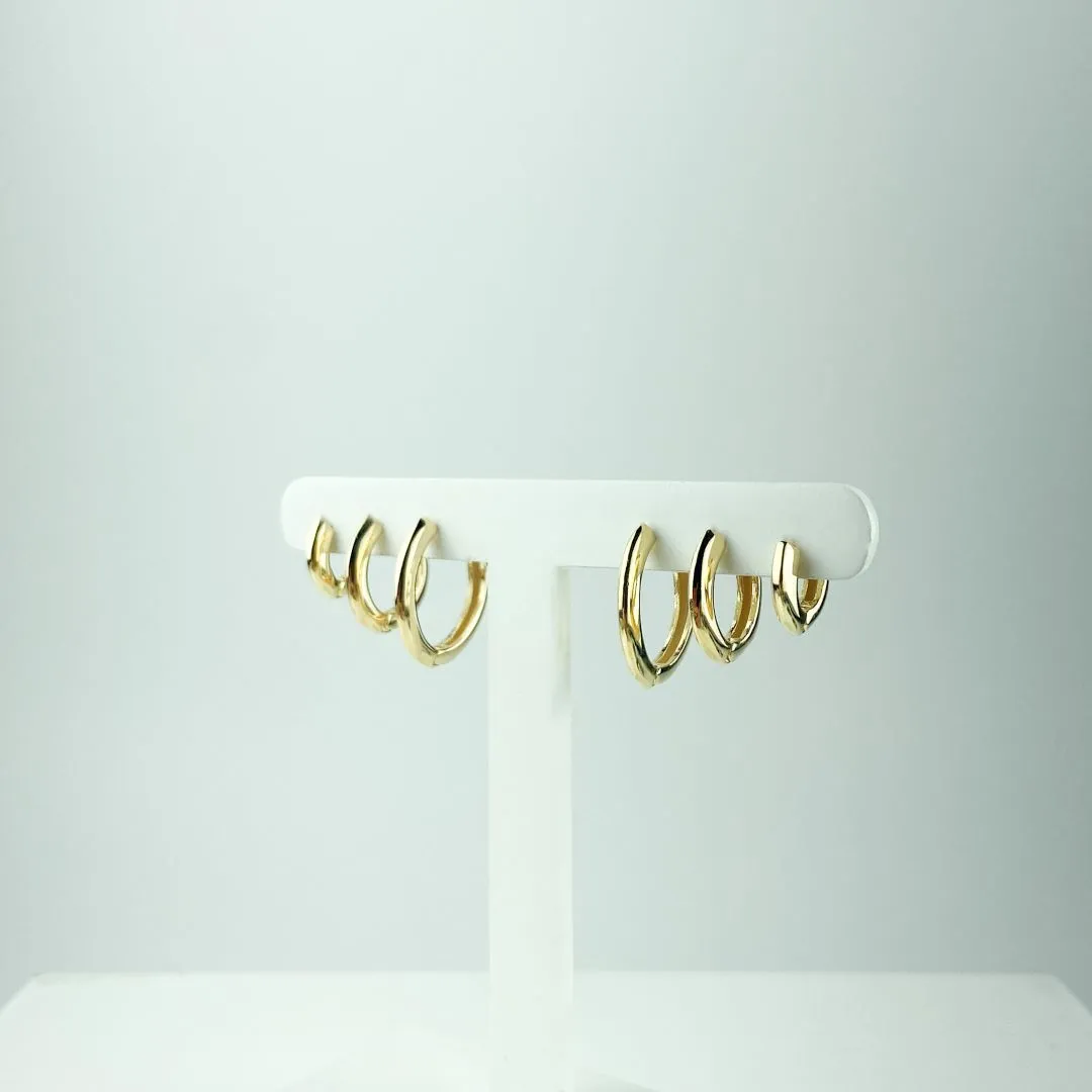 Brinco Trio de Argolas Lisas Folheado a Ouro 18k