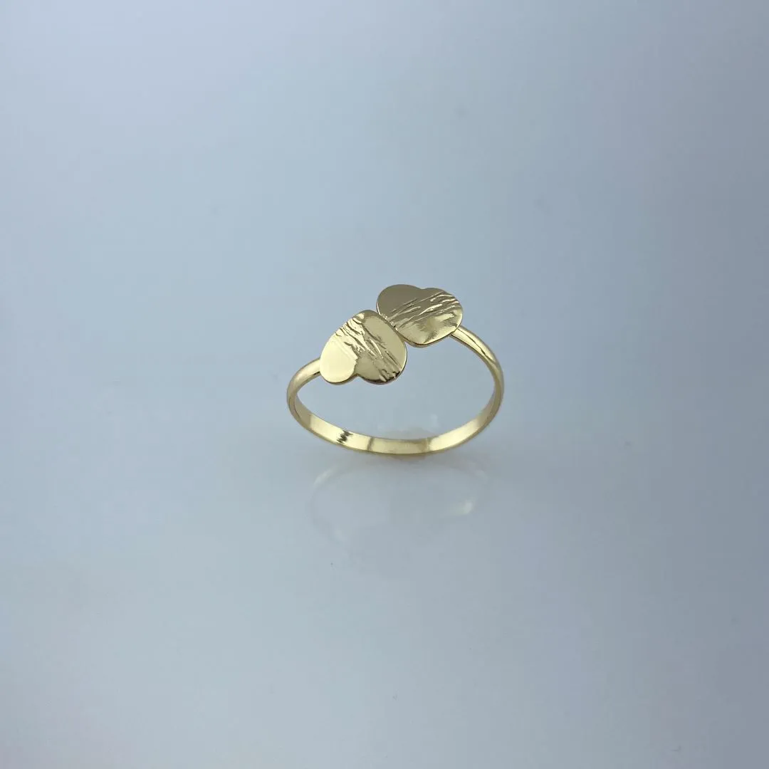 Anel Ajustável de Corações Folheado a Ouro 18k