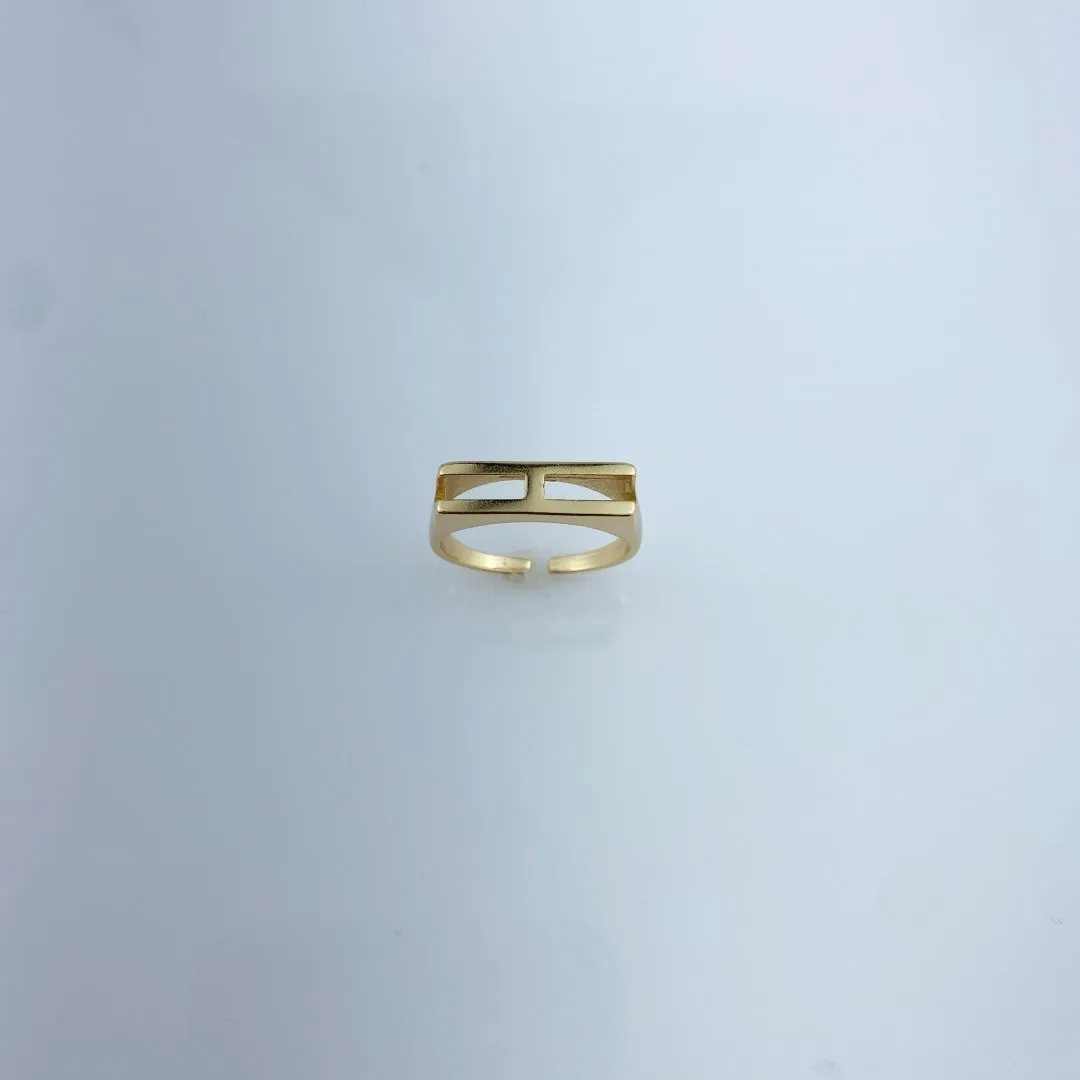 Anel Ajustável Letra H Folheado a Ouro 18k