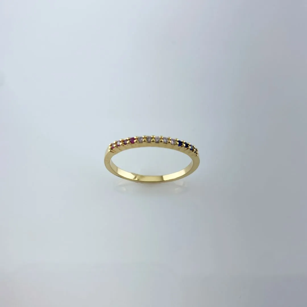 Anel Aparador com Zircônias Coloridas Folheada a Ouro 18k