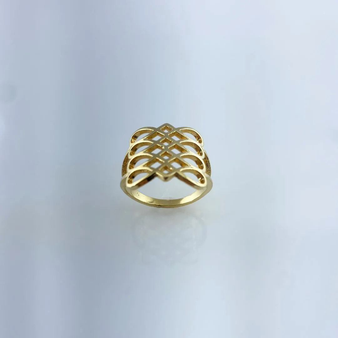 Anel com Trama Folheado a Ouro 18k
