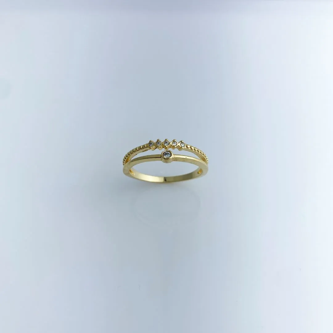Anel Aro Duplo com Zircônias Folheada a Ouro 18k