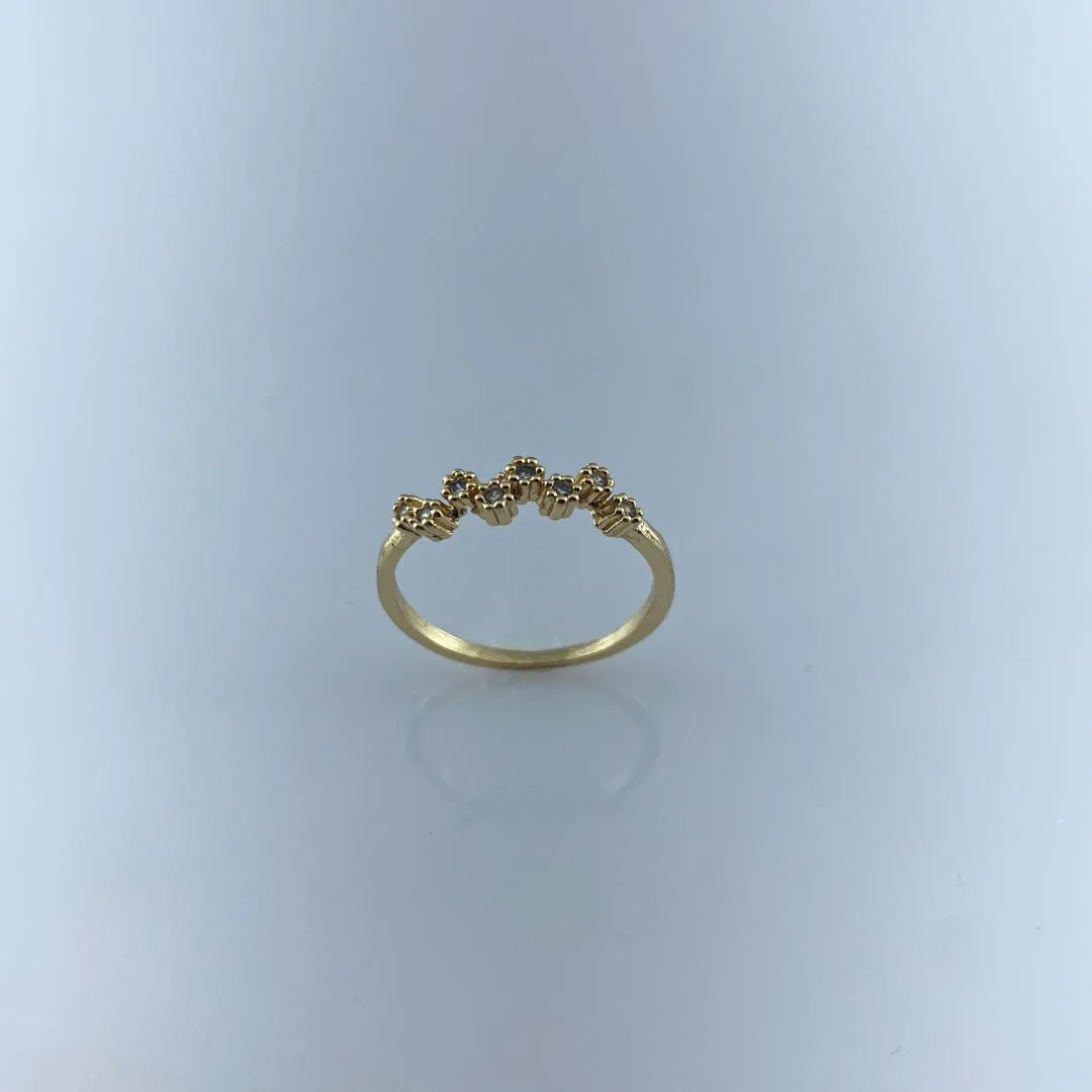 Anel  com Minizircônias Coloridas Folheadas a Ouro 18k
