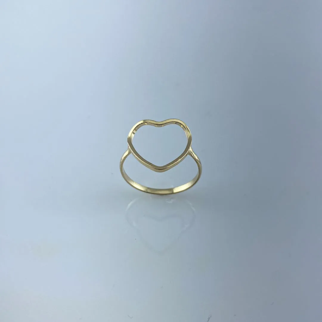 Anel Design de Coração Vazado Folheado a Ouro 18k