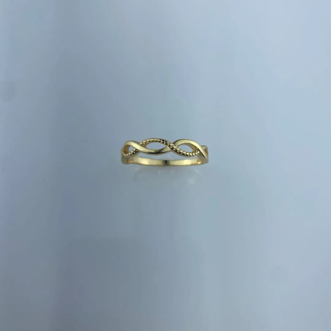 Anel Entrelaçado com Símbolo Infinito Folheado a Ouro 18k