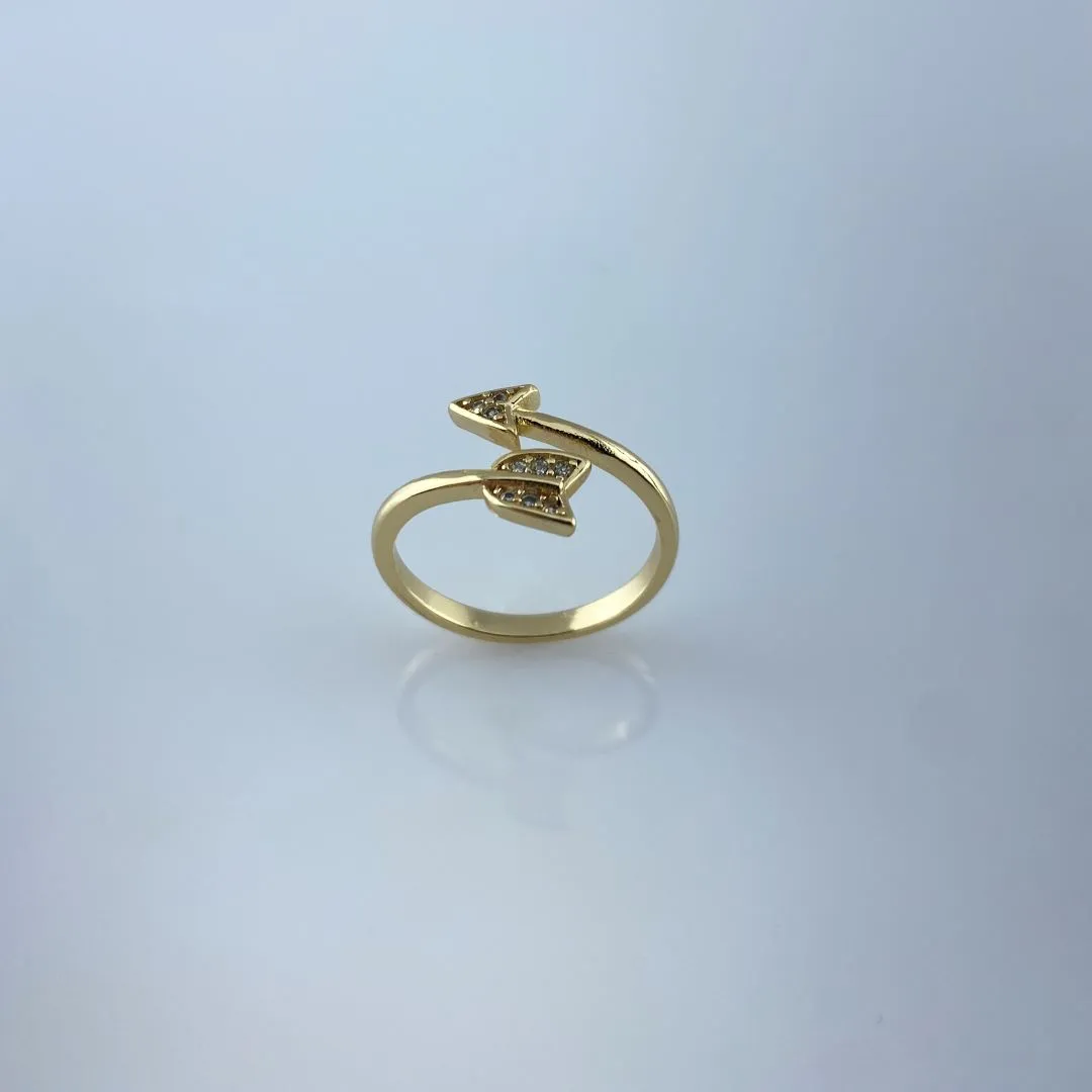 Anel Flecha com Zircônias Folheado a Ouro 18k