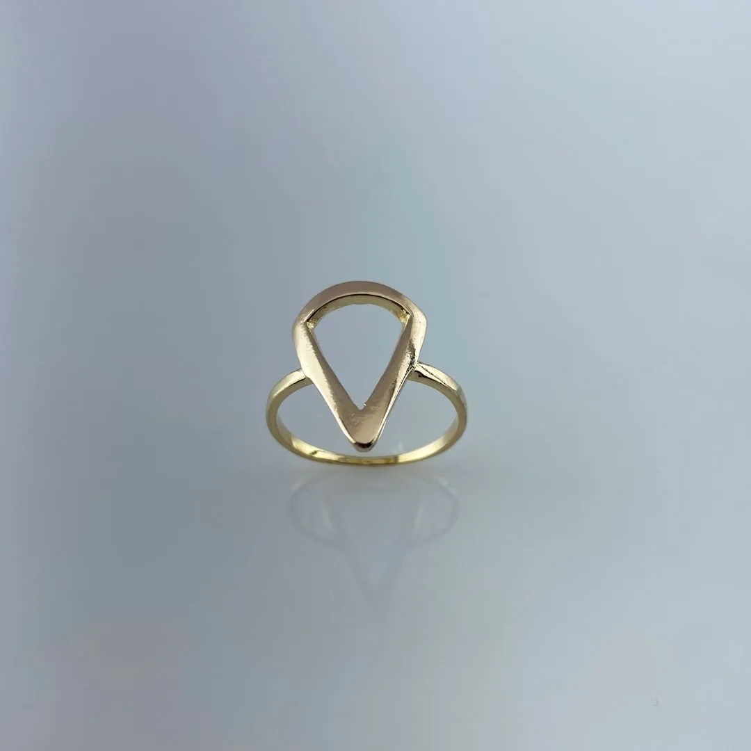 Anel Geométrico Triângulo Folheado a Ouro 18k