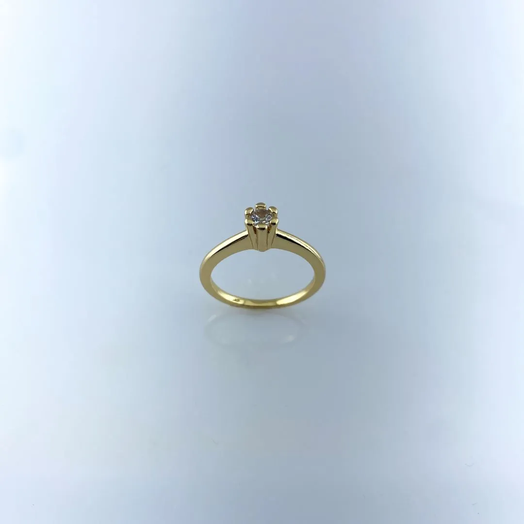 Anel Solitário Folheado a Ouro 18k