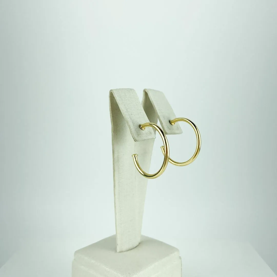 Brinco Argola Lisa Fina Folheado a Ouro 18k